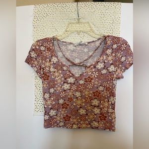 Floral cropped cut out tee